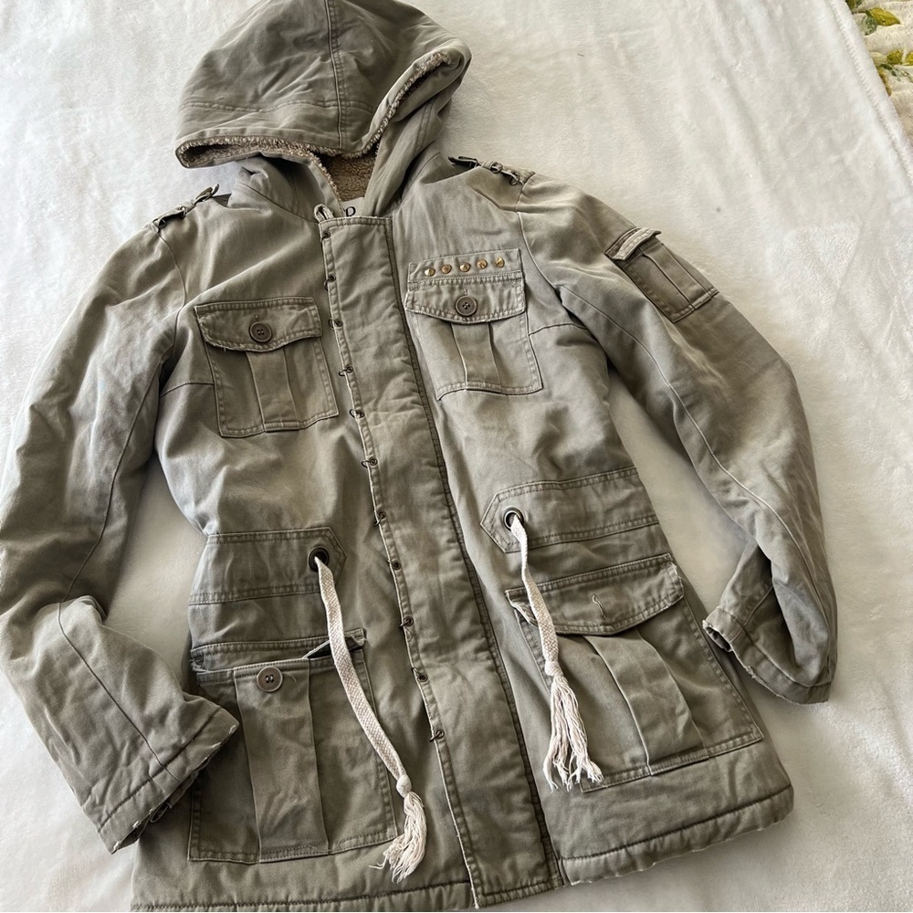 Charlotte Ronson Green Utility Military Winter Jacket Size Small